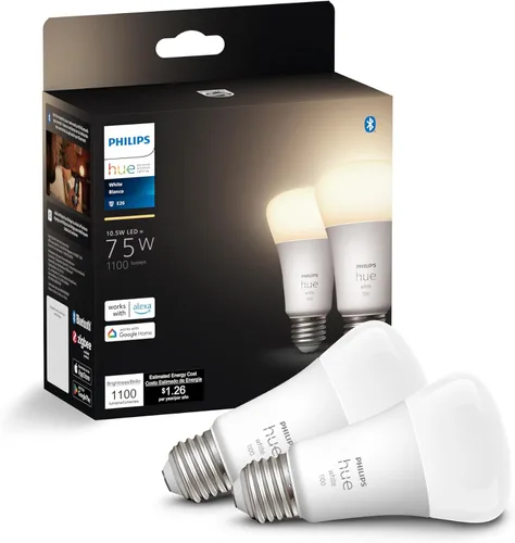 Miniatura 9 de Philips Hue Bombilla LED inteligente A19, luz blanca cálida de 2700 K, base E26, 10.5 W, 1100 lúmenes, regulable, funciona con Alexa, Google