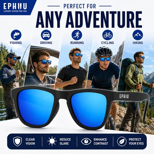 Miniatura 7 de EPHIU Polarized Sports Sunglasses for Men Women Lightweight TR90 Running Sunglasses with UV400 TAC Lenses for Cycling Fishing