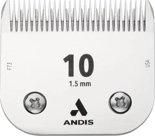 Cuchilla cortapelo para mascotas de acero infundido en carbón Andis CeramicEdge, 10: 1/16" (1.5 mm), 10, Plateado