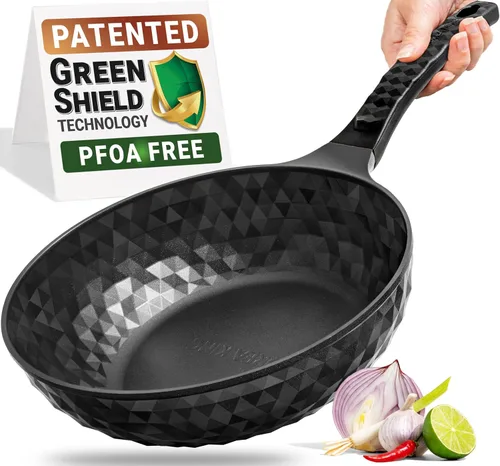 Diamond X Premium Sartén Wok Antiadherente - Wok Chino Grande de Fondo Plano de 11" - Woks y Sartenes para Saltear Antiadherentes - Sartén con