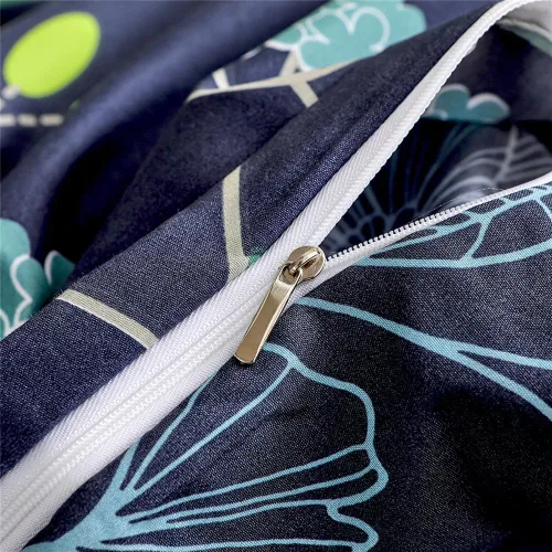 Miniatura 6 de Koudi Juego de funda de edredón floral botánica, tamaño individual, color azul marino, verde, ramas de plantas, reversible, juego de ropa de cama