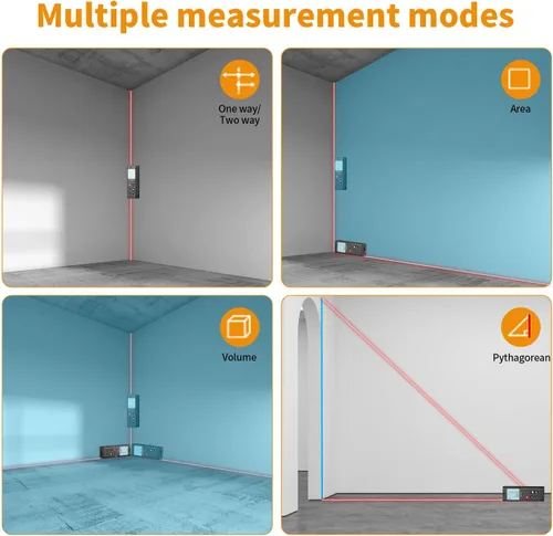 Miniatura 4 de Bilateral Laser Measurement Tool, Bauihr 393ft/120M Rechargeable Aluminum Dual Laser Distance Meter