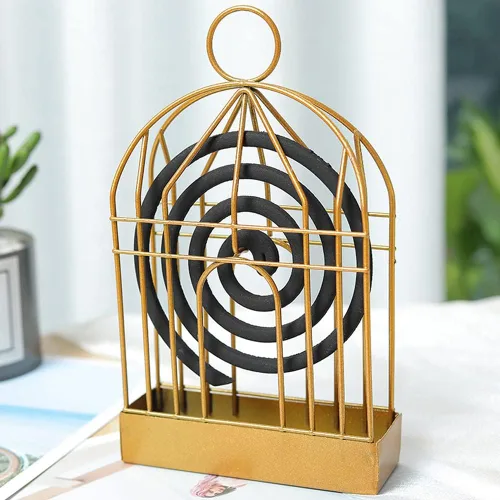 Miniatura 7 de Soporte de bobina de mosquito de metal portátil, soporte de incienso retro, jaula colgante para pájaros, decoración de jardín para el hogar, bar