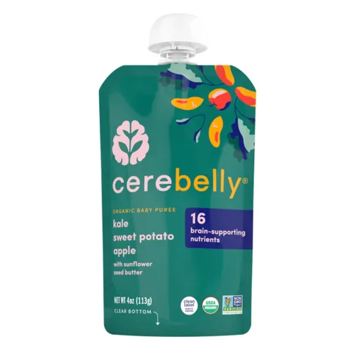 Miniatura 25 de Cerebelly Paquete variado de bolsas de comida orgánica para bebés, purés de verduras y frutas, 16 nutrientes, sin azúcar añadido, fibra y sin OMG, 4