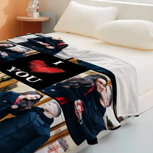 Miniatura 7 de Manta personalizada con foto, manta personalizada con imágenes, regalos personalizados para el día de San Valentín para mamá, papá, amigos, novio