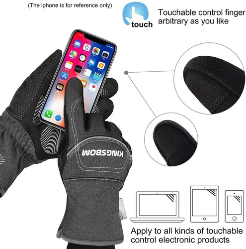 Miniatura 5 de KINGSBOM -Guantes térmicos impermeables y resistentes al viento de 40 - Guantes térmicos Thinsulate 3M Thinsulate para pantalla táctil de invierno