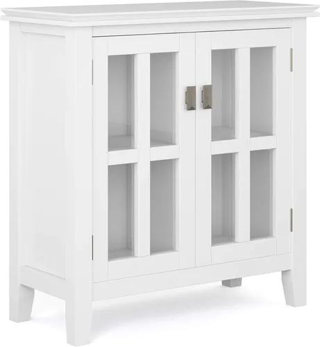 Miniatura 20 de SIMPLIHOME Armario de almacenamiento artesanal, gabinete de almacenamiento bajo de madera maciza de 30 pulgadas de ancho en marrón miel, gabinete
