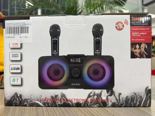 Miniatura 9 de Máquina de karaoke para adultos y niños con 2 micrófonos inalámbricos UHF, sistema de altavoces Bluetooth portátil PA con luces LED de fiesta