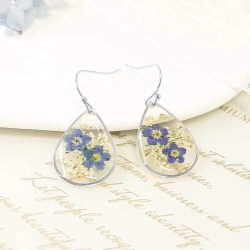 Miniatura 34 de Pendientes de flores prensadas hechos a mano para mujer