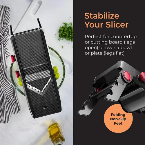 Miniatura 7 de Rebanador de mandolina V-Pro 5 Blade de Müeller, ajustable, colores blanco y gris
