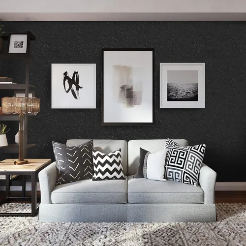 Miniatura 5 de Cohoo Home Papel pintado de seda negra para despegar y pegar para dormitorio Papel de contacto texturizado sólido negro para gabinetes y cajones