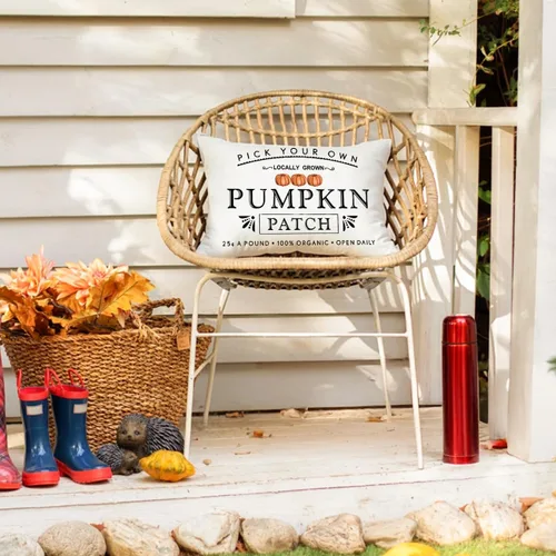 Miniatura 4 de Fundas de almohada con parche de calabaza otoñal, funda de almohada de cosecha de otoño, 12 x 20 pulgadas, casa de campo