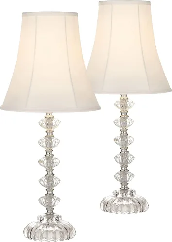 Miniatura 8 de 360 Lighting Juego de 2 lámparas de mesa decorativas de estilo bohemio tradicional chic de 21 pulgadas de alto, cristal apilado multicolor rosa