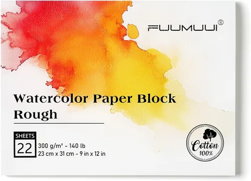 Miniatura 18 de Bloc de Papel de Acuarela, Fuumuui 5.5 x 8.5 pulgadas Papel 100% Algodón (20 Hojas, 140lb/300g), Encuadernado en Espiral para Pintar, Dibujar