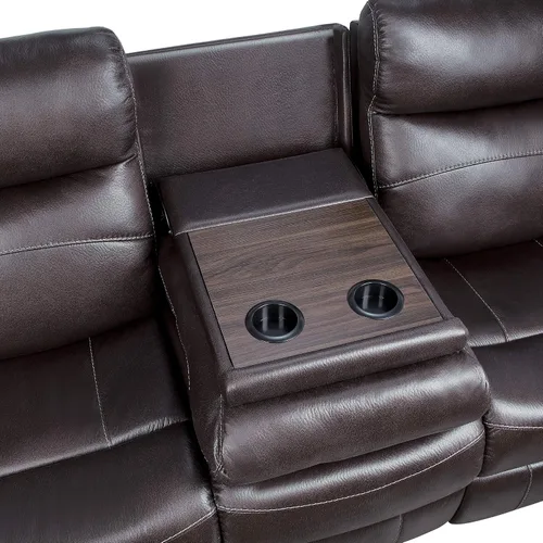 Miniatura 8 de Homelegance Yerba - Sofá reclinable doble de microfibra de 80 pulgadas, color marrón oscuro