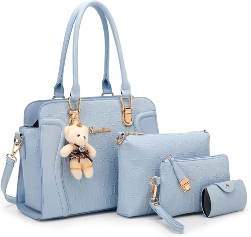 Miniatura 27 de Bolsos de mano de moda para mujer, bolsa de hombro, asa superior, bolsa de mano, juego de 4 piezas