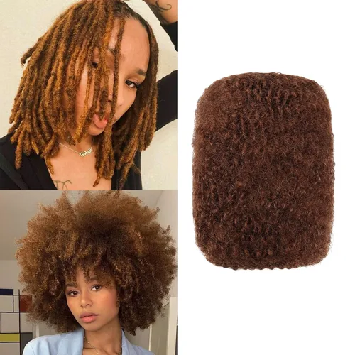 Miniatura 18 de Orientfashion Afro Kinkys a granel, cabello humano para extensiones de trenzas, cabello crochet para mujeres negras, paquete de 30g (20cm, #27)