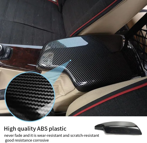 Miniatura 6 de Funda para Reposabrazos de Coche para BMW Serie 3 F30 E90 E91 E92 E93 2006-2018, Cubierta Interior de Reposabrazos de Fibra de Carbono, Panel