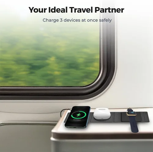 Miniatura 8 de ZTAR Cargador de viaje inalámbrico 3 en 1 para iPhone 16/15/14/13/12, Samsung Galaxy con capacidades inalámbricas, auriculares y Apple Watch