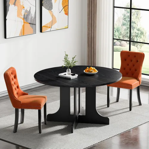Miniatura 59 de Juego de mesa de comedor de mármol sintético blanco para 6 personas, juego de mesa de comedor extensible de 7 piezas de 63 a 78.74 pulgadas con 6