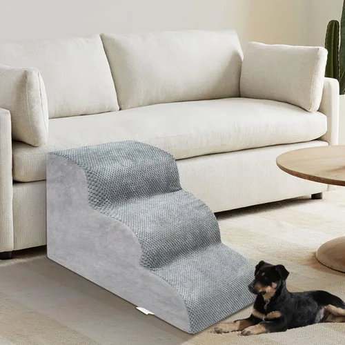 Miniatura 7 de Escaleras para Perros para Perros Pequeños - Rampa de Espuma de Alta Densidad, Pasos Extra Anchos para Mascotas con Fondo Antideslizante para Camas