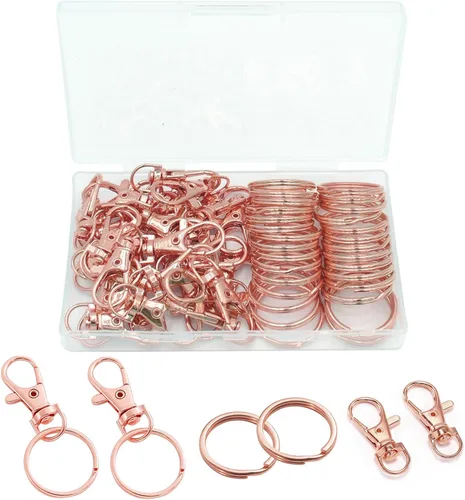 Miniatura 10 de 60 Piezas Cierres Giratorios Dorados Premium Ganchos de Presión para Cordón con Anillas para Llaves, Ganchos de Clip para Cadena de Llaves Cierres