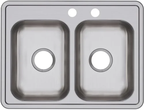 Miniatura 24 de Dayton D233221 Equal - Fregadero de acero inoxidable con doble tazón, 33 x 22 x 6.5 pulgadas