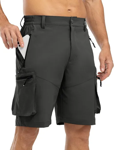 Miniatura 2 de TBMPOY Pantalones cortos de senderismo elásticos para hombre, con 6 bolsillos, de secado rápido, casuales, para trabajo, campamento, viajes