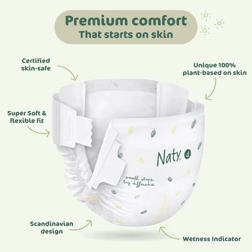 Miniatura 7 de Naty BioEmbrace - Pañales para bebé, certificado seguro para la piel sensible, protección contra fugas de hasta el 100 %, suavidad a base