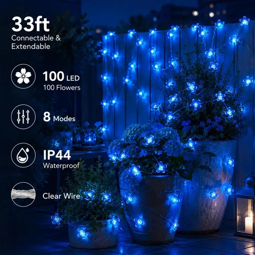 Miniatura 5 de FULLBELL Tira de luces rojas para interiores, 8 modos de luces de Navidad enchufables para dormitorio, 33 pies, 100 LED al aire libre