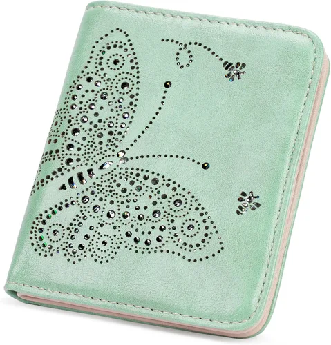 Miniatura 8 de KITEVIUN Pequeña cartera RFID para mujer, ultrafina, delgada, mini, compacta, plegable, con bolsillo, para mujer, púrpura (01-purple)