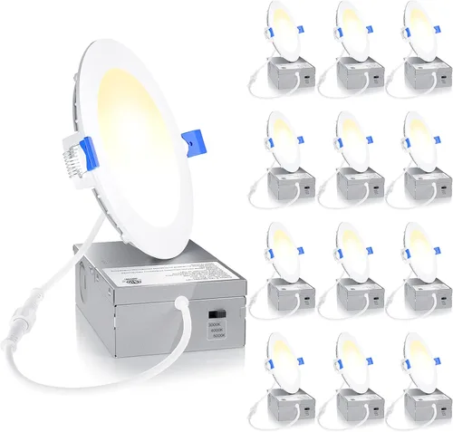 Miniatura 9 de Ensenior Paquete de 12 Luces LED Empotradas de 4 Pulgadas, Regulables, Blanco Claro 6000K, 750LM Alta Luminosidad, 9W 120V, 2 Pines, ERL-9X-ETL