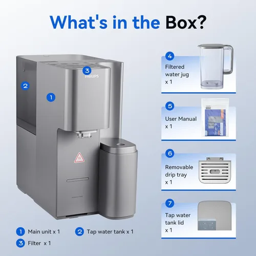 Miniatura 7 de Filtro de agua por ósmosis inversa de mostrador ADD6928DG/37 de Philips, dispensador de agua fría y caliente, sistema purificador dispensador