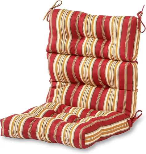 Miniatura 42 de Cojines para silla de respaldo alto para exteriores, diseño de asiento y respaldo con bisagras de una pieza, reversibles con 4 lazos, tela