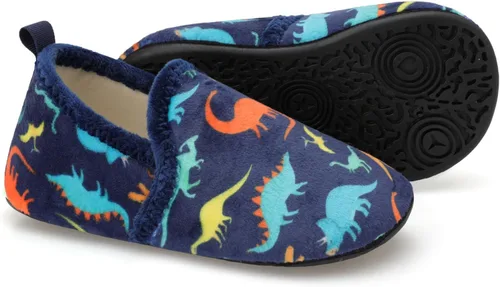 Miniatura 2 de Scurtain Pantuflas unisex para niños grandes, calcetines de lana artificial con suela de goma antideslizante para niños grandes, niñas y niños