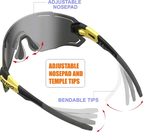 Miniatura 3 de Gafas de sol profesionales Ride Your Way, envolventes, sin marco, para ciclismo, para hombres y mujeres Oro negro dorado completo Ml