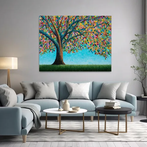 Miniatura 3 de VOCBAN Tree of Life Wall Art The Picture Artwork Canvas Prints Tree Pictures Poster Retro Artwork for Bedroom Living Room Home Decoration(green
