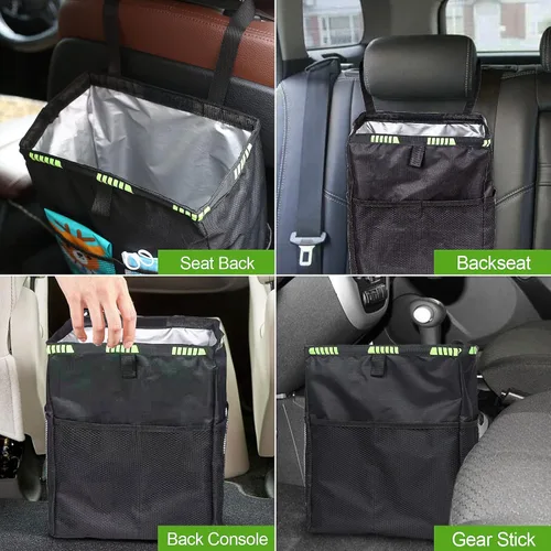 Miniatura 3 de Basurero para automóvil de 3.5 galones, bolsa de basura ultra grande para colgar, organizador de capacidad y almacenamiento con correas ajustables