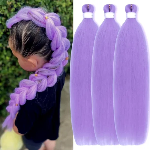 Miniatura 16 de Cabello trenzado preestirado, cabello trenzado degradado de 24 pulgadas, 6 paquetes de ajuste de agua caliente, cabello sintético Yaki profesional