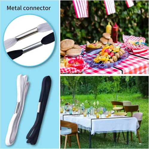 Miniatura 3 de Banda elástica para mantel de mesa con cuerda elástica para sujetar el mantel para picnic, campamento, mesas al aire libre, bodas, fiestas, etc.