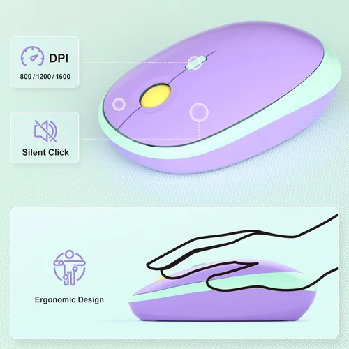 Miniatura 138 de KNOWSQT Combo de teclado y ratón inalámbrico, teclados lindos de tamaño completo estilo máquina de escribir 2.4G azul colorido - receptor USB Plug
