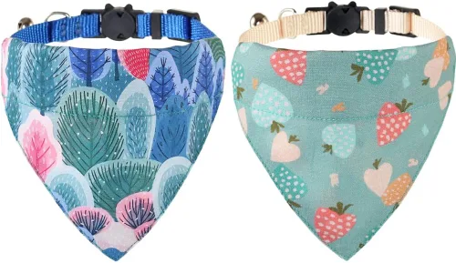 Miniatura 16 de Collares de gato KZHAREEN para Pascua, separables con bandana y campana, collar ajustable para gatito, perrito pequeño, niñas y niños Pascua-2