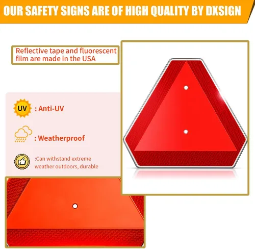 Miniatura 3 de Señal de seguridad del vehículo de movimiento lento, señal triangular de vehículo de movimiento lento, aluminio de 14 x 16 pulgadas, reflectante