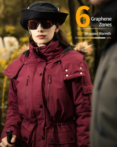 Miniatura 4 de Chaqueta térmica de grafeno para mujer con batería 16000mAh 7.4V impermeable y resistente al viento