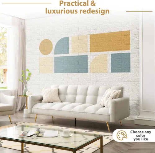 Miniatura 6 de JOLOV 10 piezas de paneles de pared 3D para despegar y pegar - espuma PE autoadhesiva de bricolaje, impermeable, perfecta para decoración de paredes