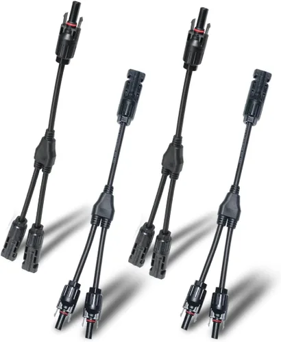 Miniatura 10 de ELFCULB 1 par de conectores de panel solar, 1 pie de cable adaptador paralelo de rama en Y, 1 macho a 2 hembras (M/FF) y 1 hembra a 2 machos (F/MM)
