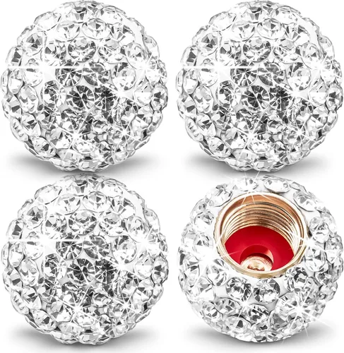 4 piezas de tapones de válvula de neumático con cristal brillante y diamante, tapones de rueda de coche con diamantes de imitación brillantes para