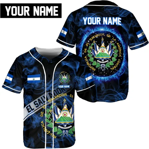 Miniatura 2 de Camiseta de béisbol de El Salvador con nombre personalizado, camisa de bandera de El Salvador, camiseta del orgullo salvadoreño, camiseta de El