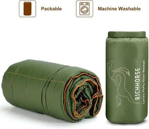 Miniatura 4 de Manta de plumón para campamento: ligera, plegable, inflada, portátil, resistente al agua, colcha para mochileros para acampar al aire libre, viajes