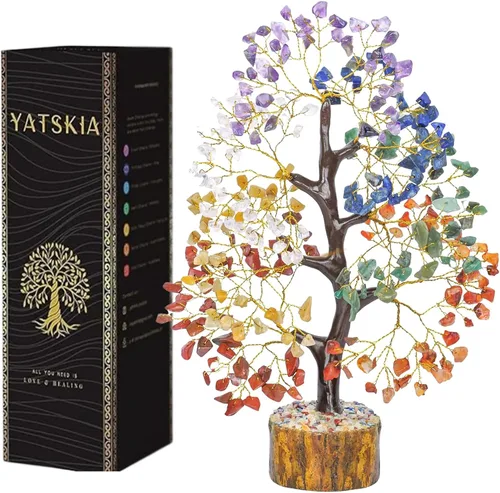 YATSKIA Árbol de la vida de 7 chakras, regalo de árbol de cristal para mujeres, decoración de oficina en casa, cristales y piedras curativas, Los